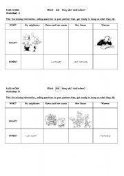 English worksheet: Pair Work preterit