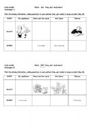 English Worksheet: Pair Work preterit