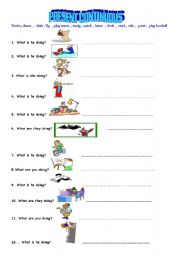 present continuous worksheet