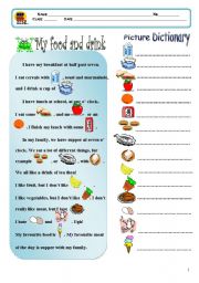 English Worksheet: My  food and drink