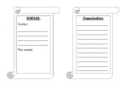 English worksheet: Organisation and subtask sheet