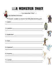 English worksheet: A Monster That