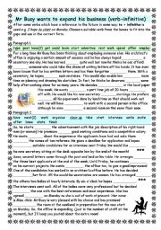 English Worksheet: Mr Busy wants to expand his business (VERB+INFINITIVE)
