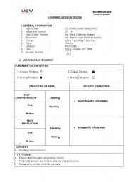 English worksheet: lesson plan