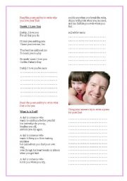 English Worksheet: Fathers Day Poems Writing 