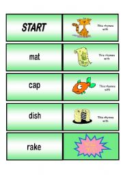 English Worksheet: Game: Match the Rhyming Words