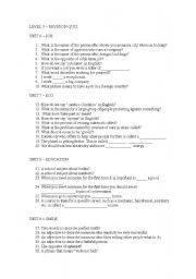 English Worksheet: Pre-Intermediate Quiz