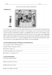 English Worksheet: Revisions Worksheet (Family)