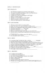 English worksheet: Intermediate level Quiz