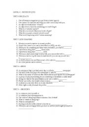 English Worksheet: Intermediate level Quiz