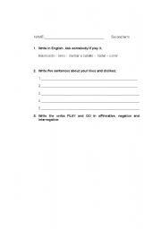 English worksheet: Present simple