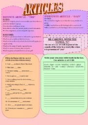 English Worksheet: Articles - A/AN/THE