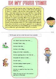 English Worksheet: IN MY FREE TIME- reading pre-intermediate