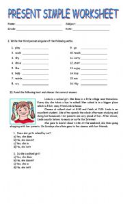 English Worksheet: simple present worksheet