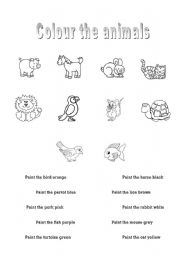 English worksheet: The animals