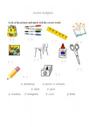 English Worksheet: School Things