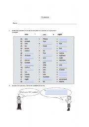 English worksheet: the numbers