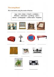English worksheet: vovabulary of living room