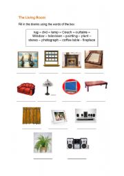 English Worksheet: vovabulary of living room