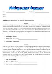 English Worksheet: Making a clear argument / opinion speech