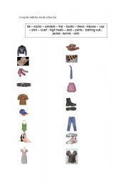 English Worksheet: cloths name