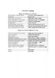 English worksheet: Classroom Language Korean and English