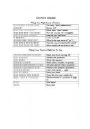 English Worksheet: Classroom Language Korean and English