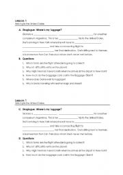 English Worksheet: Lesson 1 