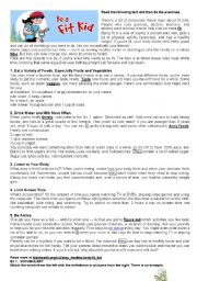 English Worksheet: BE A FIT KID