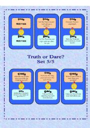 English Worksheet: Truth or Dare? - Set 5/5