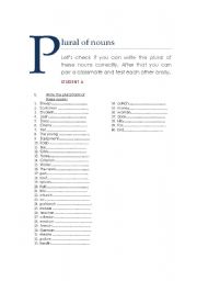 English worksheet: PLURAL of NOUNS