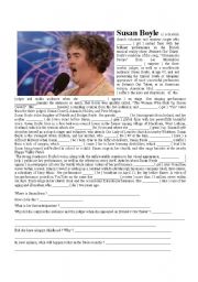 English Worksheet: SUSAN BOYLE S BIOGRAPHY