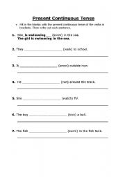 English worksheet: Present Continuous Tense