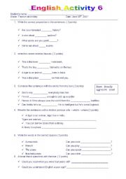 English worksheet: English Activity