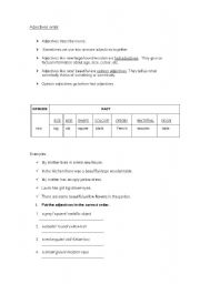 English Worksheet: adjectives order