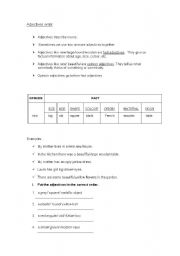 English worksheet: adjectives order