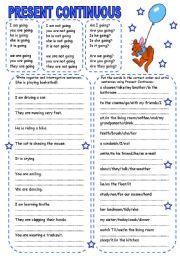 English Worksheet: PRESENT CONTINUOUS (5) (2 PAGES)