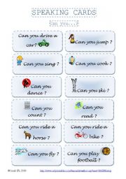 English Worksheet: SPEAKING CARDS - Can you...? (part 2)