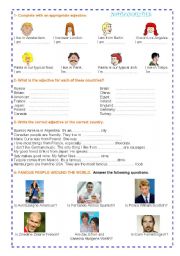 English Worksheet: Nationalities