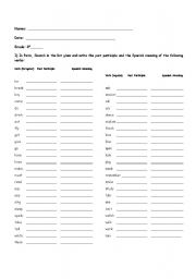 English Worksheet: Past Participle