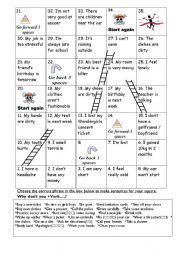 English Worksheet: Snakes and Ladders - Why Dont You?