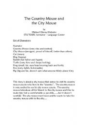 English Worksheet: The Country Mouse and the City Cat