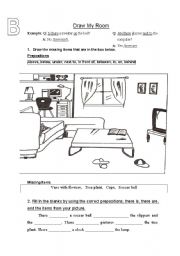 English Worksheet: Room Match B - Preposition Practice