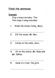 English Worksheet: Finish the sentence