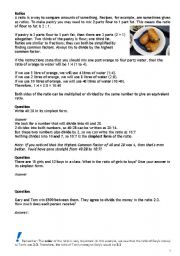 English Worksheet: Ratios