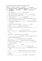 English Worksheet: Some any compounds