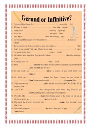 English Worksheet: Gerund or infinitive.