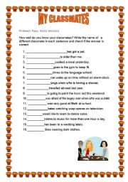 English Worksheet: MY CLASSMATES