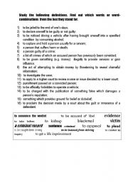 English Worksheet: Crime and punishment. Definitions.