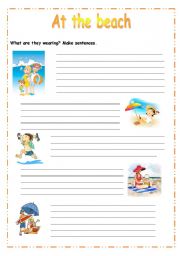 English worksheet: At the beach